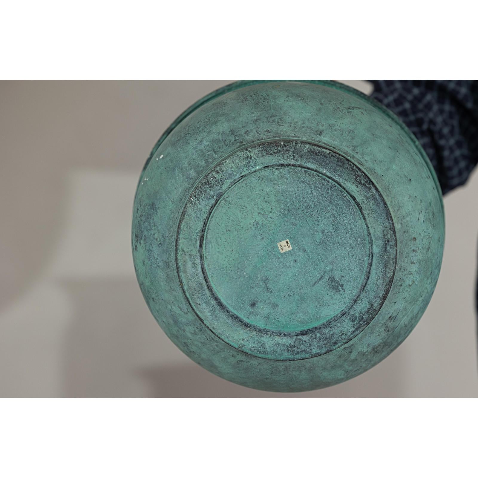 Vintage Set of Three Copper Cache Pots with Verdigris Patina-17. Asian &amp; Chinese Furniture, Art, Antiques, Vintage Home Décor for sale at FEA Home