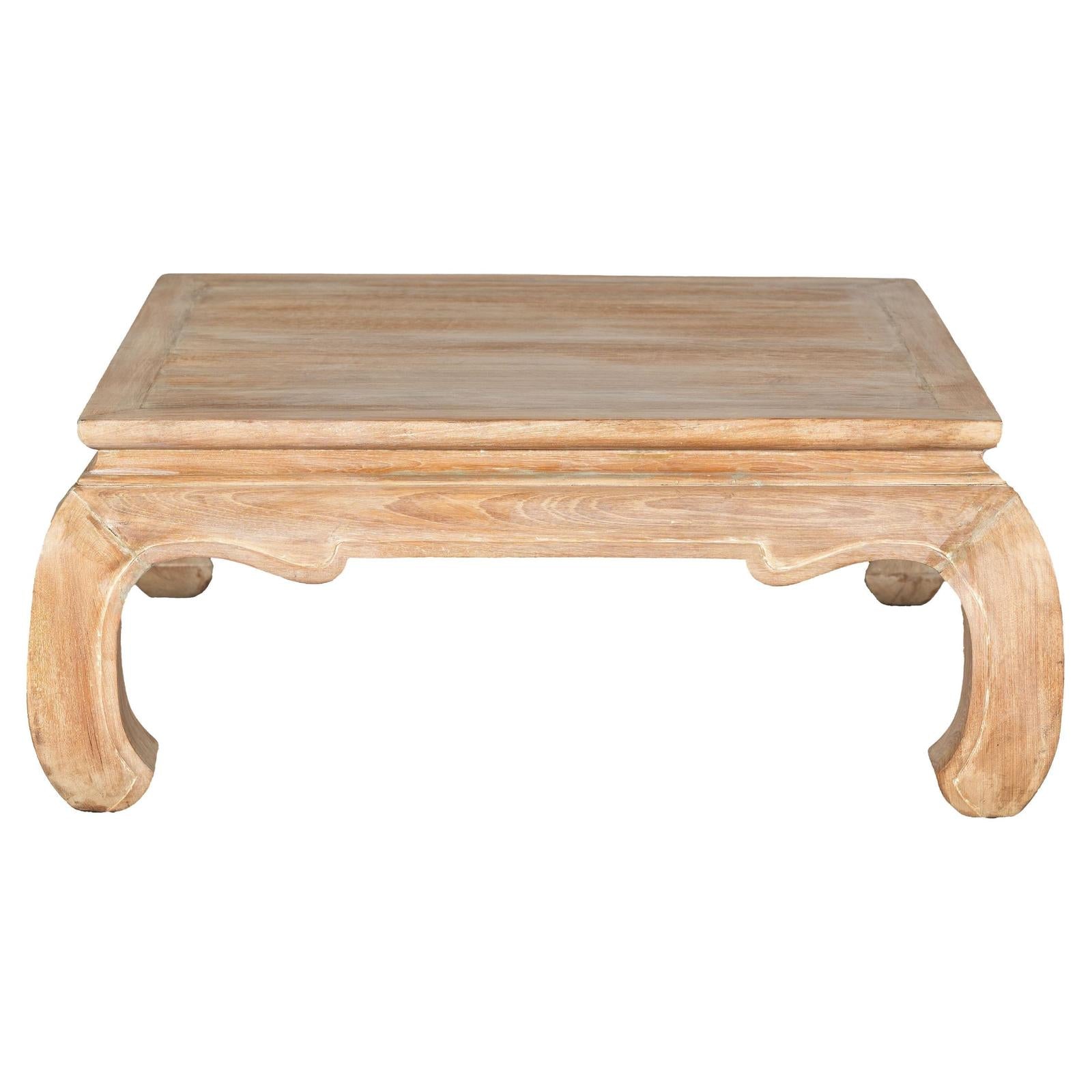 Vintage Square Coffee Table with Chow Legs in Light Wood-1. Asian & Chinese Furniture, Art, Antiques, Vintage Home Décor for sale at FEA Home