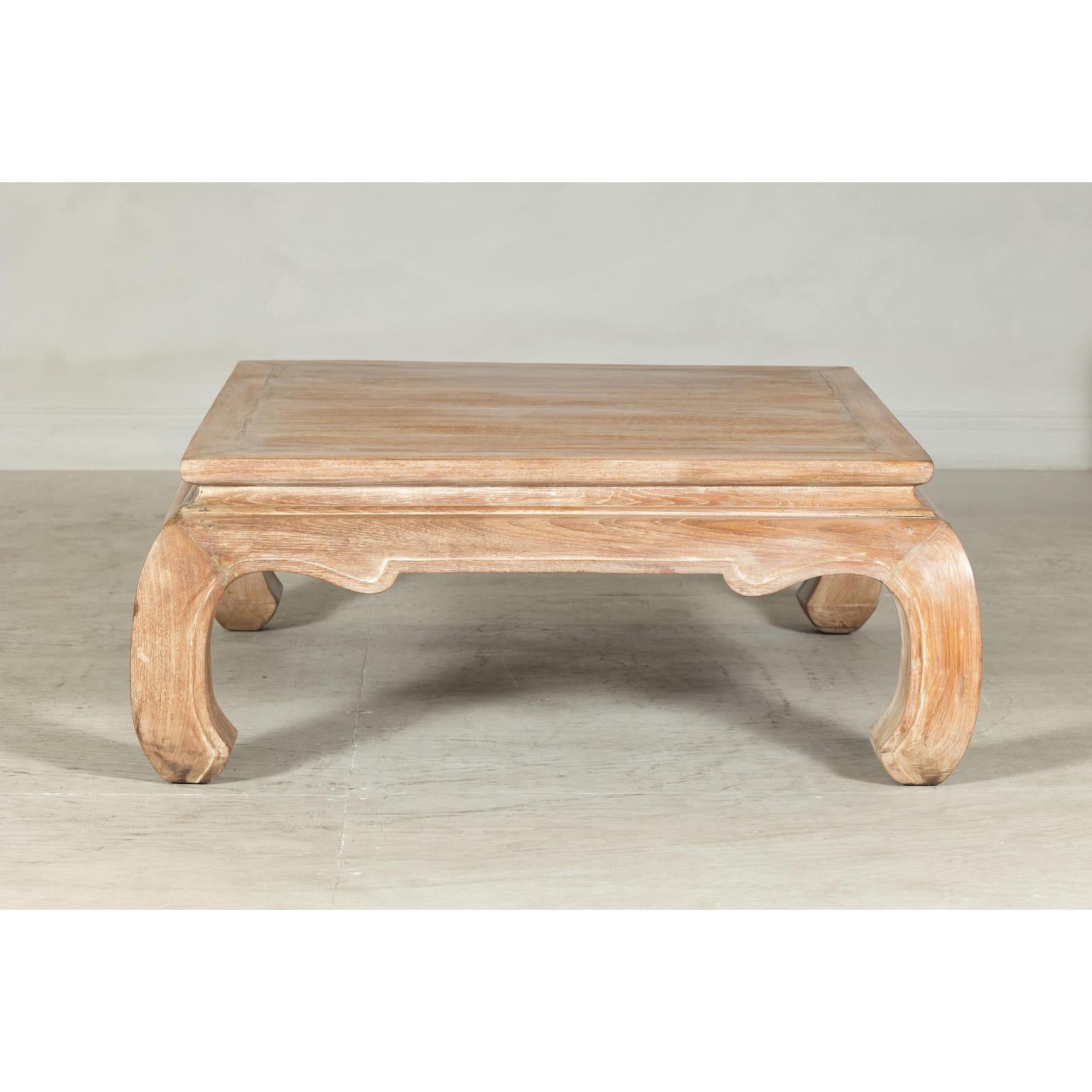 Vintage Square Coffee Table with Chow Legs in Light Wood-10. Asian &amp; Chinese Furniture, Art, Antiques, Vintage Home Décor for sale at FEA Home