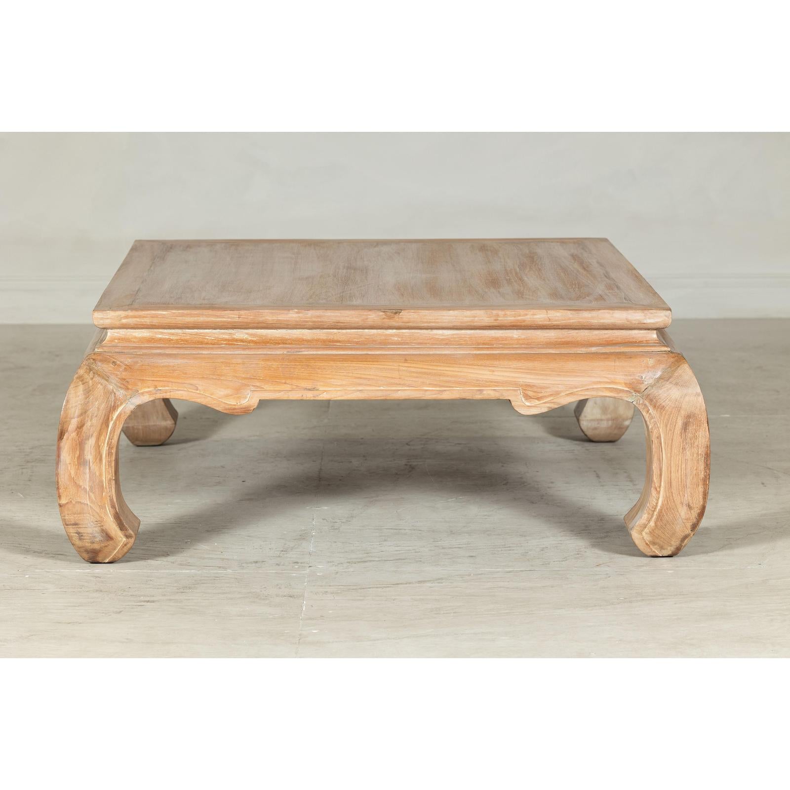 Vintage Square Coffee Table with Chow Legs in Light Wood-11. Asian &amp; Chinese Furniture, Art, Antiques, Vintage Home Décor for sale at FEA Home
