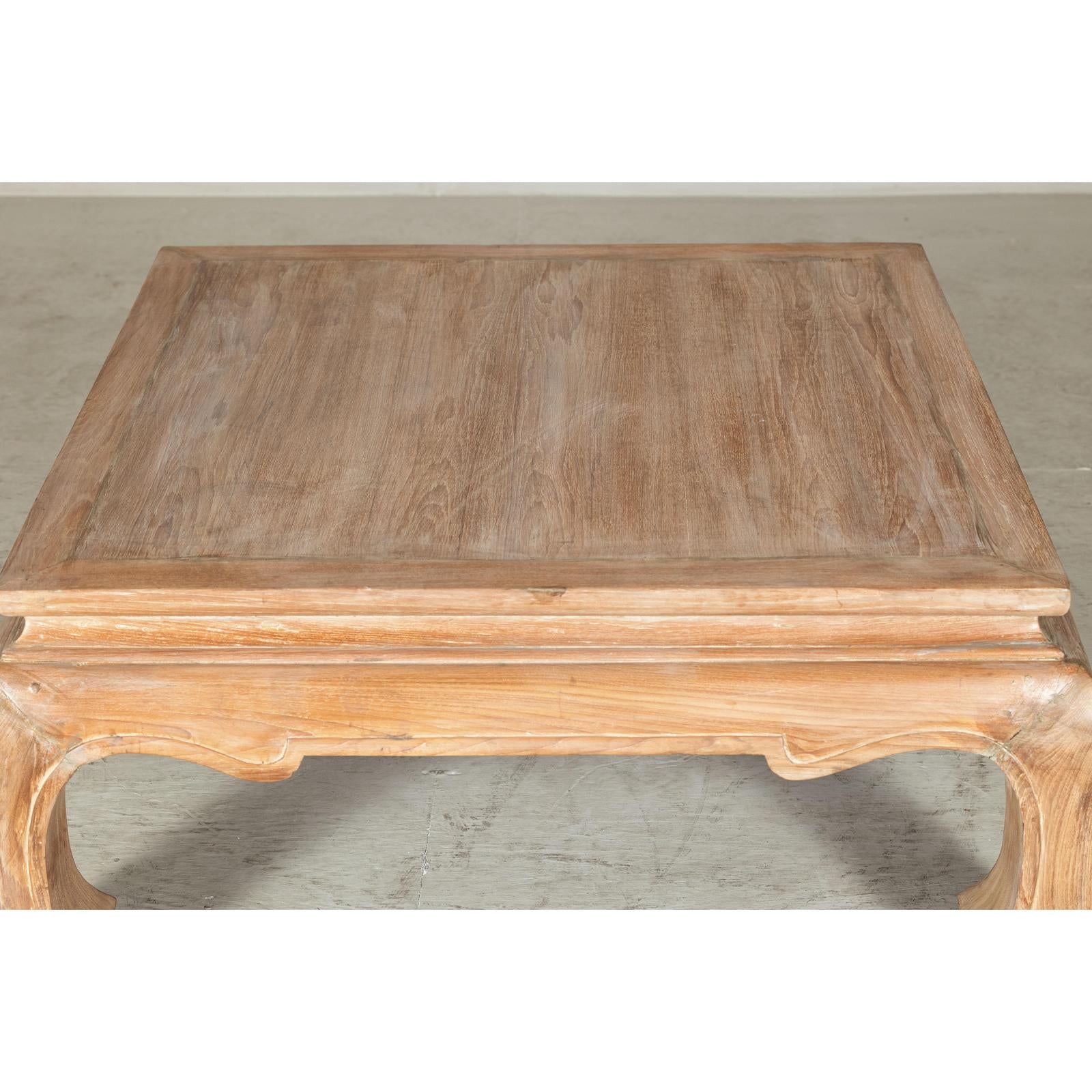 Vintage Square Coffee Table with Chow Legs in Light Wood-12. Asian &amp; Chinese Furniture, Art, Antiques, Vintage Home Décor for sale at FEA Home