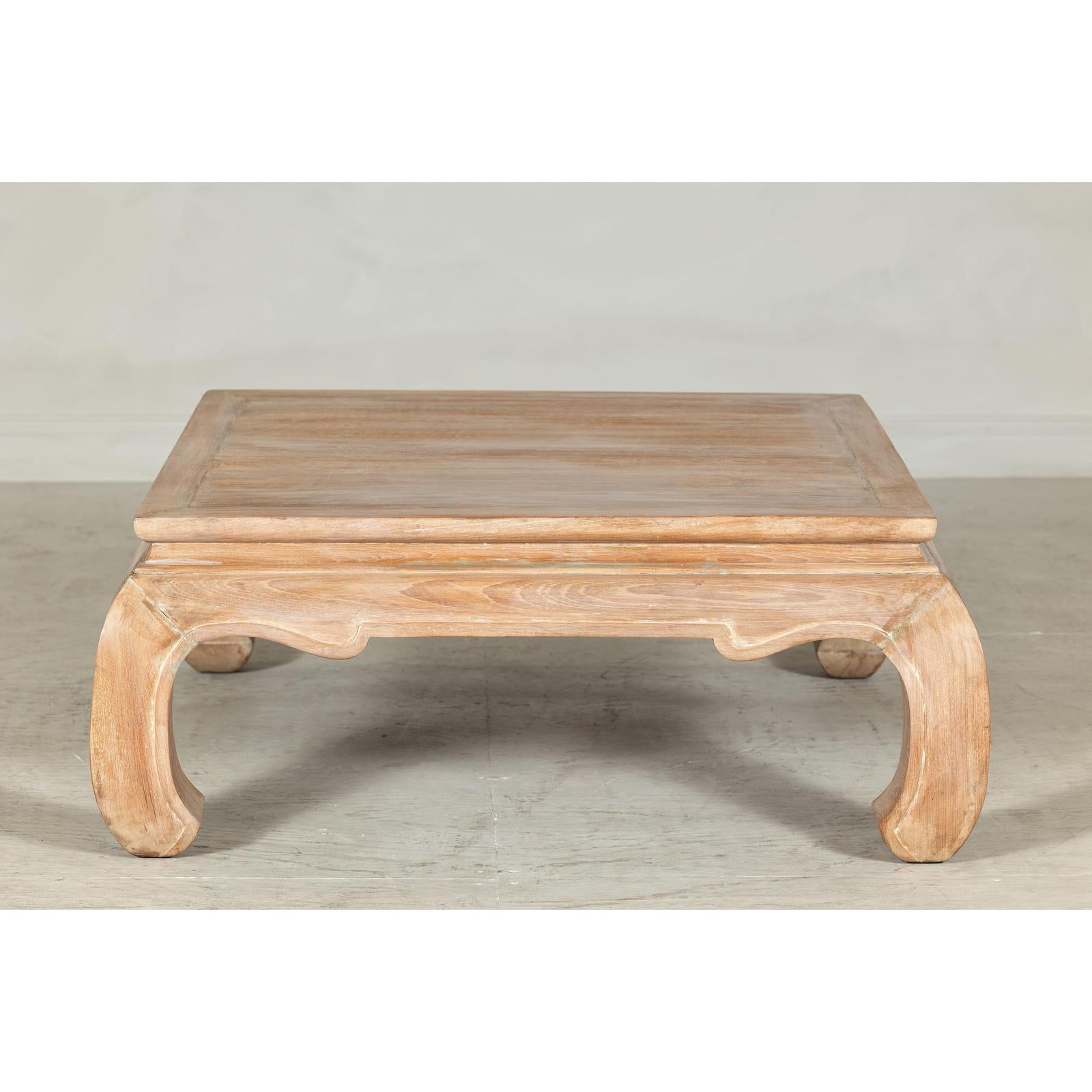 Vintage Square Coffee Table with Chow Legs in Light Wood-3. Asian &amp; Chinese Furniture, Art, Antiques, Vintage Home Décor for sale at FEA Home