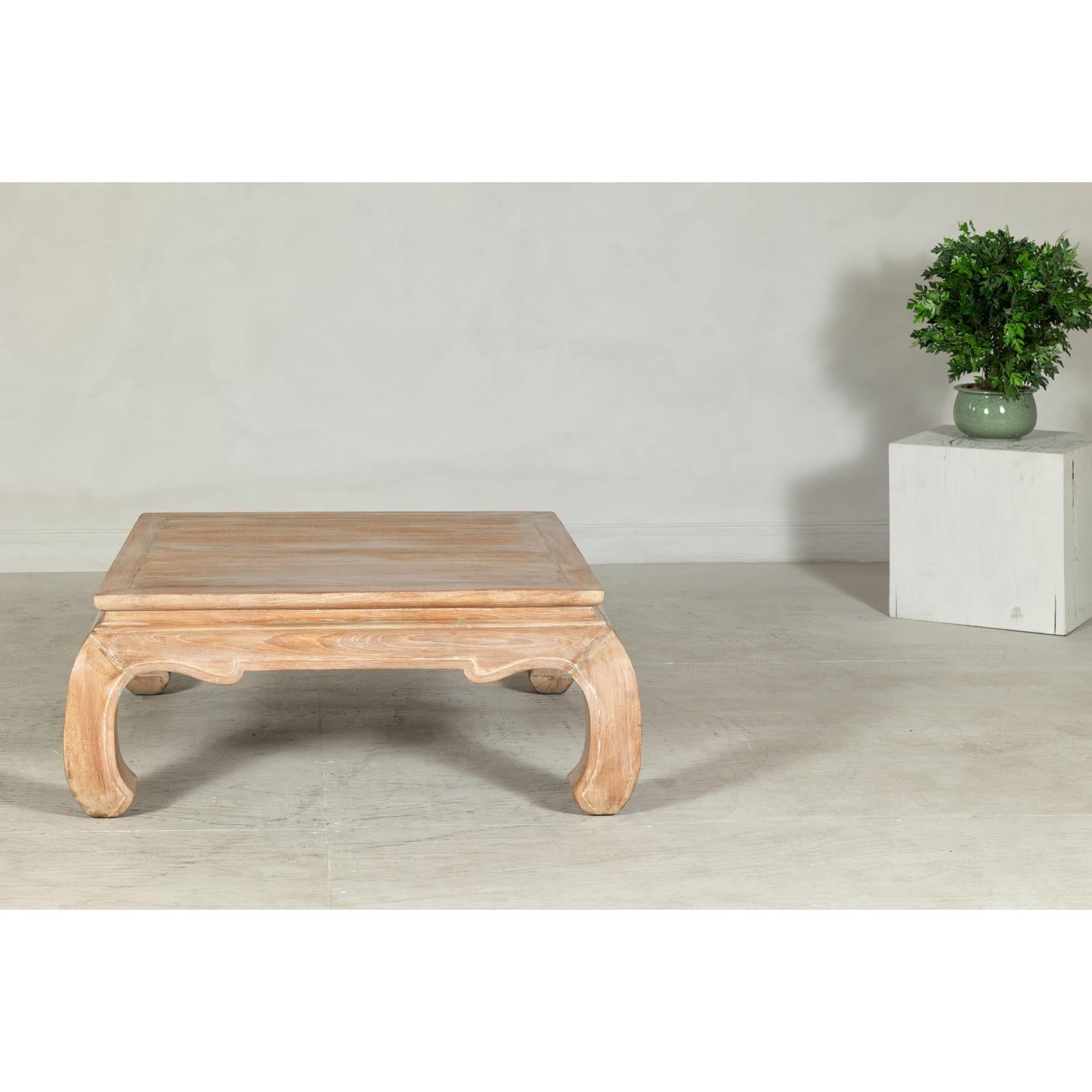 Vintage Square Coffee Table with Chow Legs in Light Wood-4. Asian &amp; Chinese Furniture, Art, Antiques, Vintage Home Décor for sale at FEA Home