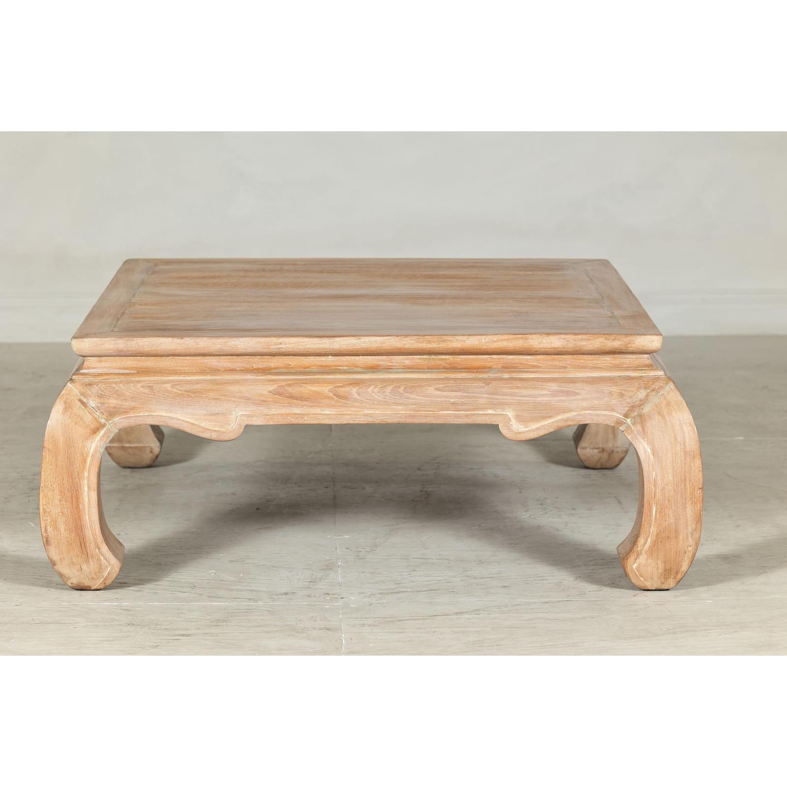 Vintage Square Coffee Table with Chow Legs in Light Wood-5. Asian &amp; Chinese Furniture, Art, Antiques, Vintage Home Décor for sale at FEA Home