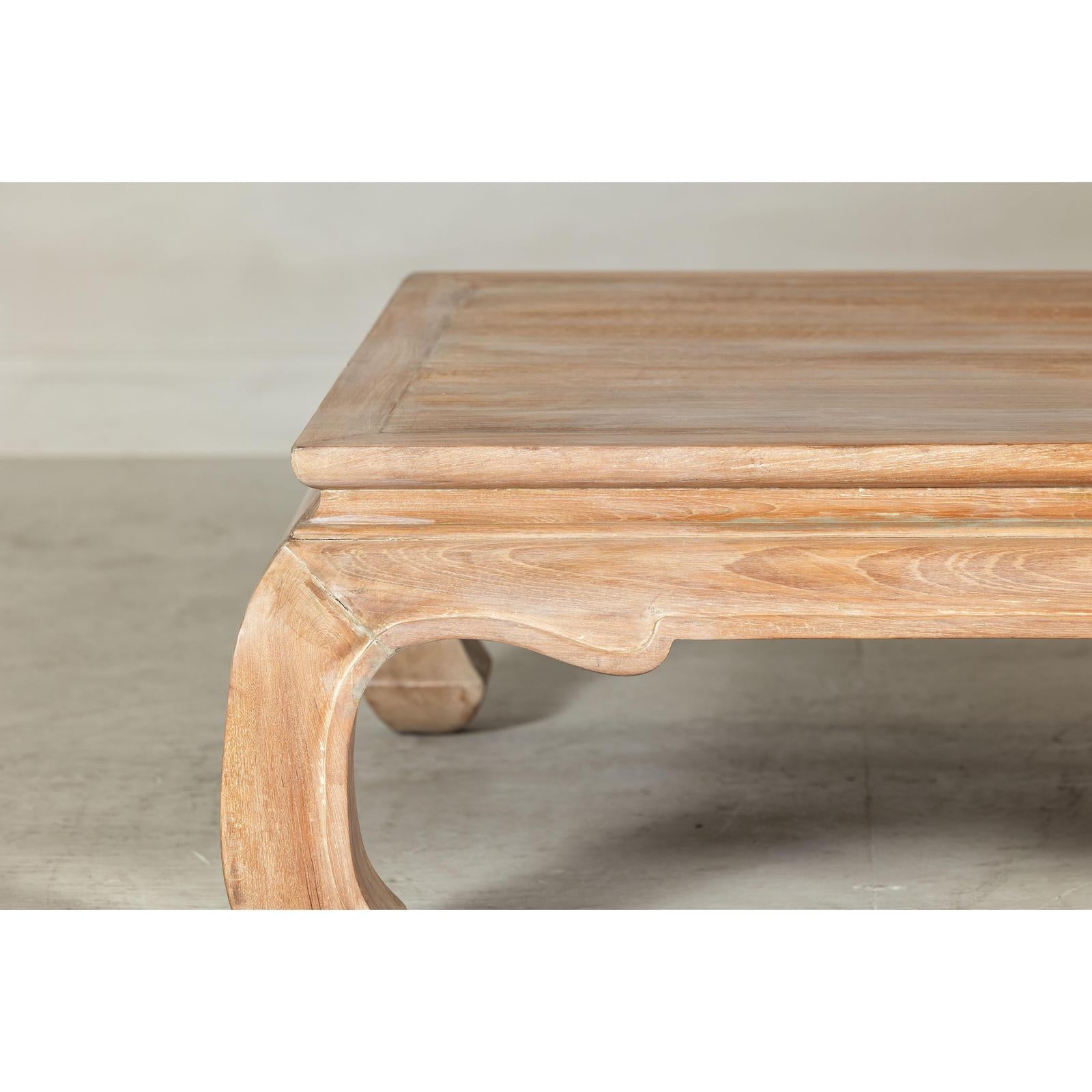 Vintage Square Coffee Table with Chow Legs in Light Wood-6. Asian &amp; Chinese Furniture, Art, Antiques, Vintage Home Décor for sale at FEA Home