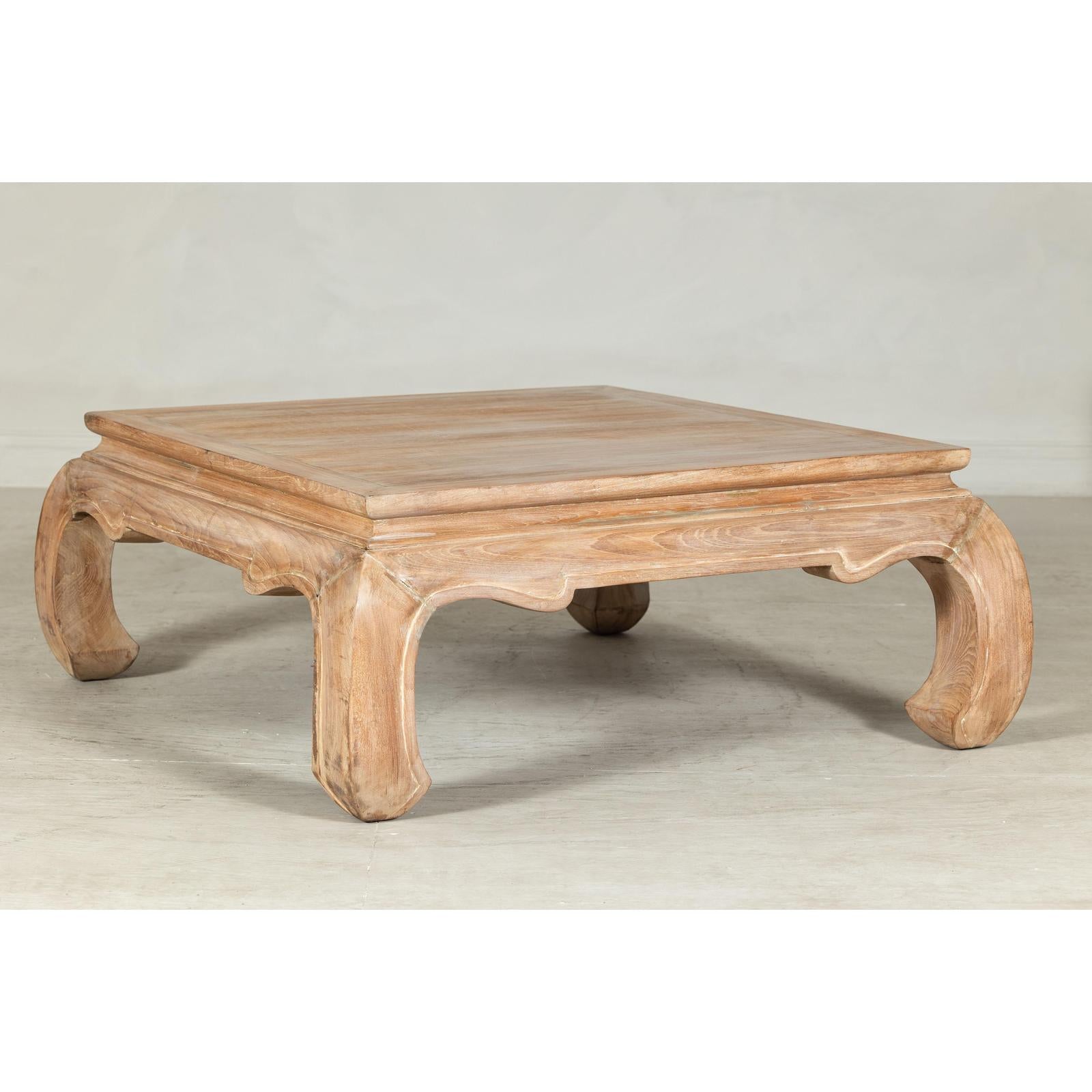 Vintage Square Coffee Table with Chow Legs in Light Wood-7. Asian &amp; Chinese Furniture, Art, Antiques, Vintage Home Décor for sale at FEA Home