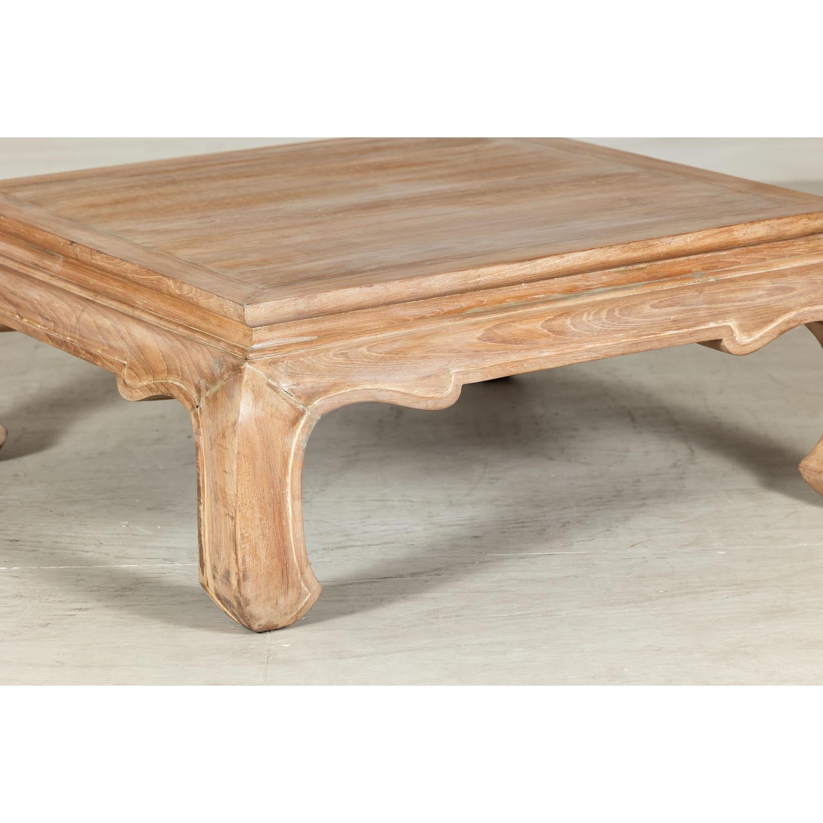 Vintage Square Coffee Table with Chow Legs in Light Wood-8. Asian &amp; Chinese Furniture, Art, Antiques, Vintage Home Décor for sale at FEA Home