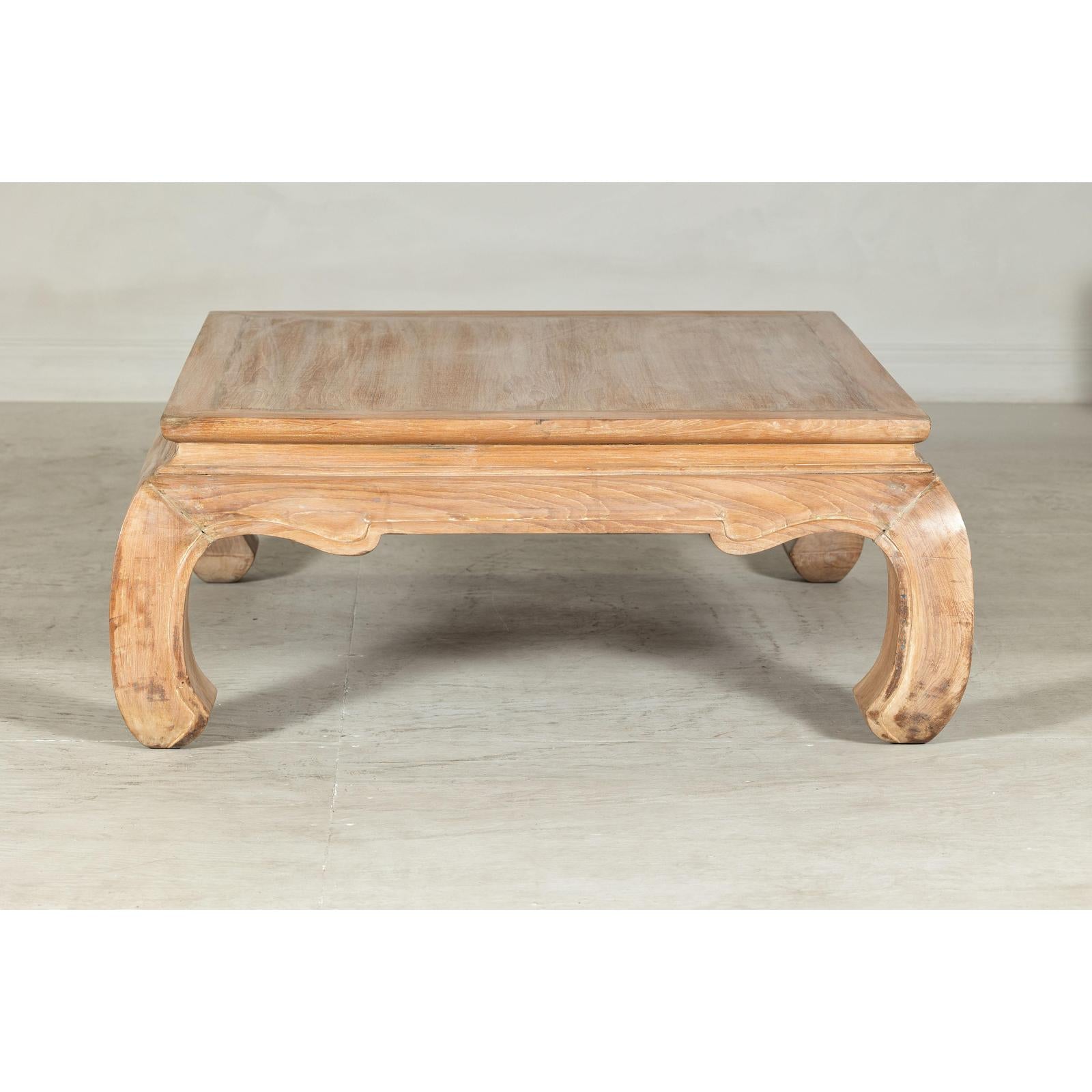 Vintage Square Coffee Table with Chow Legs in Light Wood-9. Asian &amp; Chinese Furniture, Art, Antiques, Vintage Home Décor for sale at FEA Home