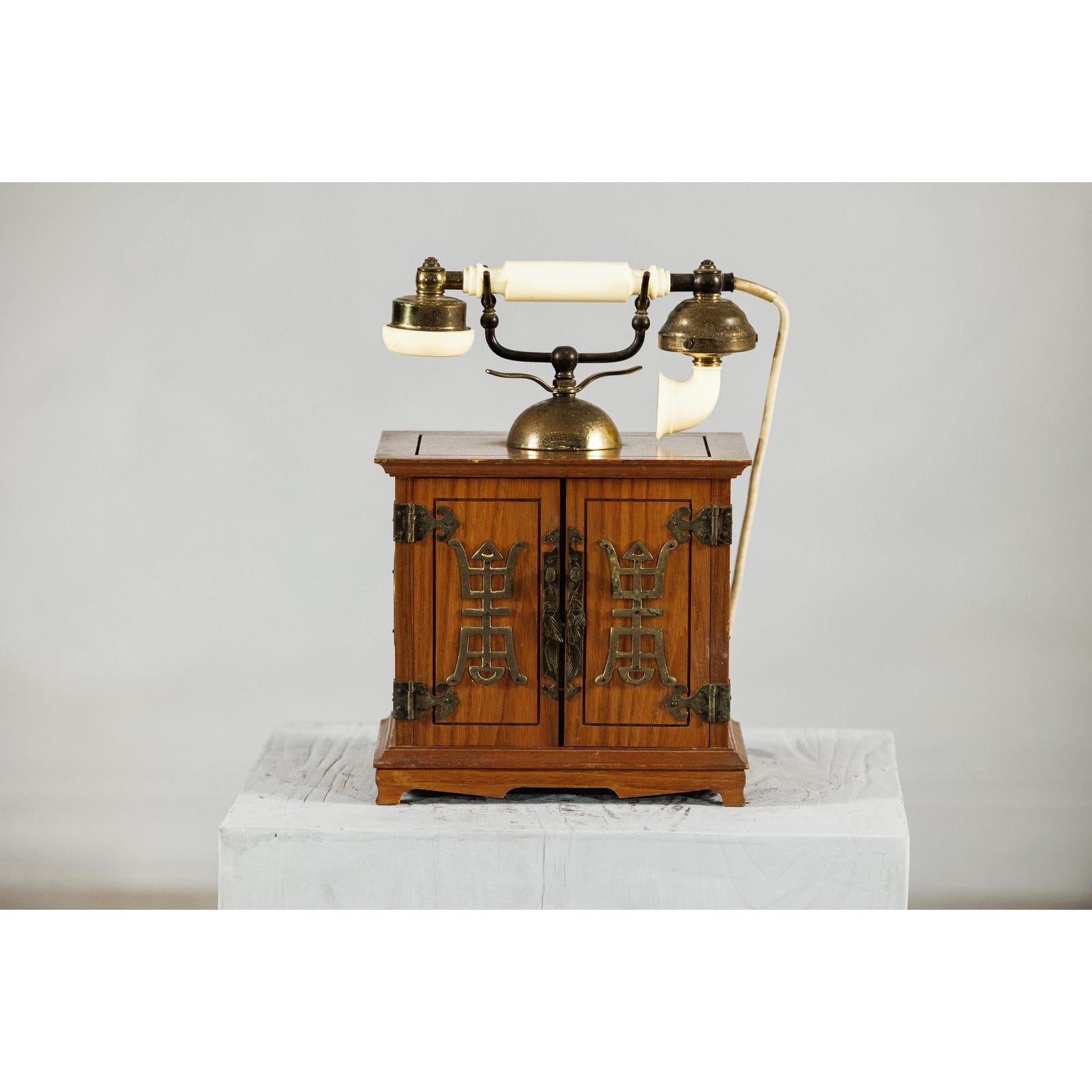 Vintage Telephone - Brass Details and French-Inspired Design-2. Asian & Chinese Furniture, Art, Antiques, Vintage Home Décor for sale at FEA Home