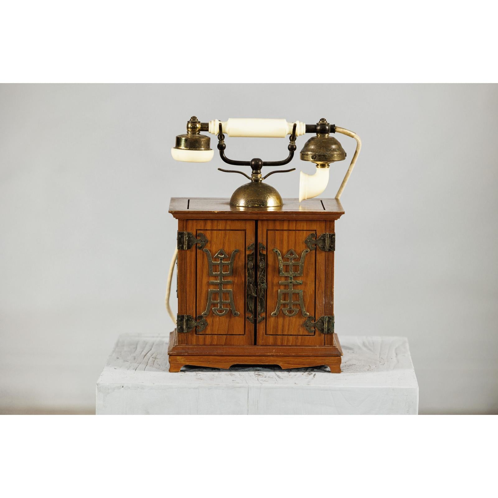 Vintage Telephone - Brass Details and French-Inspired Design-3. Asian &amp; Chinese Furniture, Art, Antiques, Vintage Home Décor for sale at FEA Home