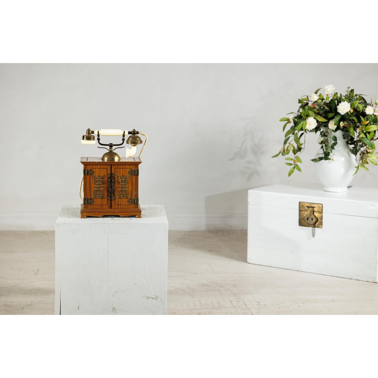 Vintage Telephone - Brass Details and French-Inspired Design-4. Asian &amp; Chinese Furniture, Art, Antiques, Vintage Home Décor for sale at FEA Home