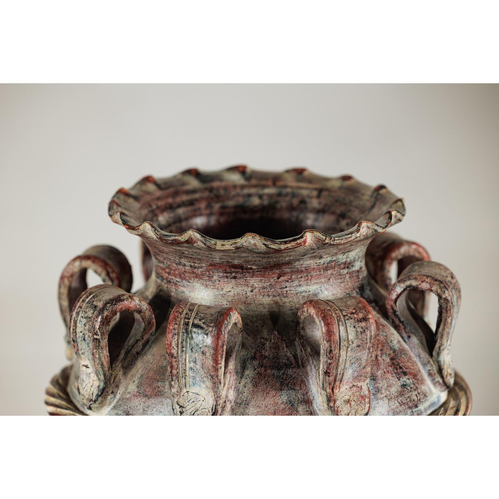 Vintage Thai Water Jar with Ropework Decoration, Scalloped Rim and Loop Handles-5. Asian &amp; Chinese Furniture, Art, Antiques, Vintage Home Décor for sale at FEA Home