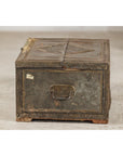 Vintage Tin-Clad Metal Trunk with Embossed Detailing - image 13
