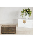 Vintage Tin-Clad Metal Trunk with Embossed Detailing - image 2