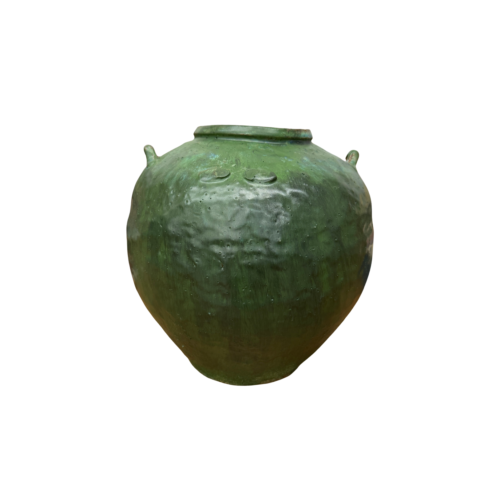 Wabi Sabi Character Green Glazed Stoneware Water Jar - FEA Home
