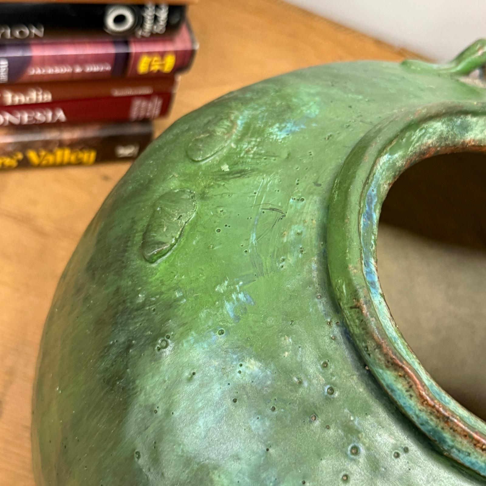 Wabi Sabi Character Green Glazed Stoneware Water Jar - FEA Home
