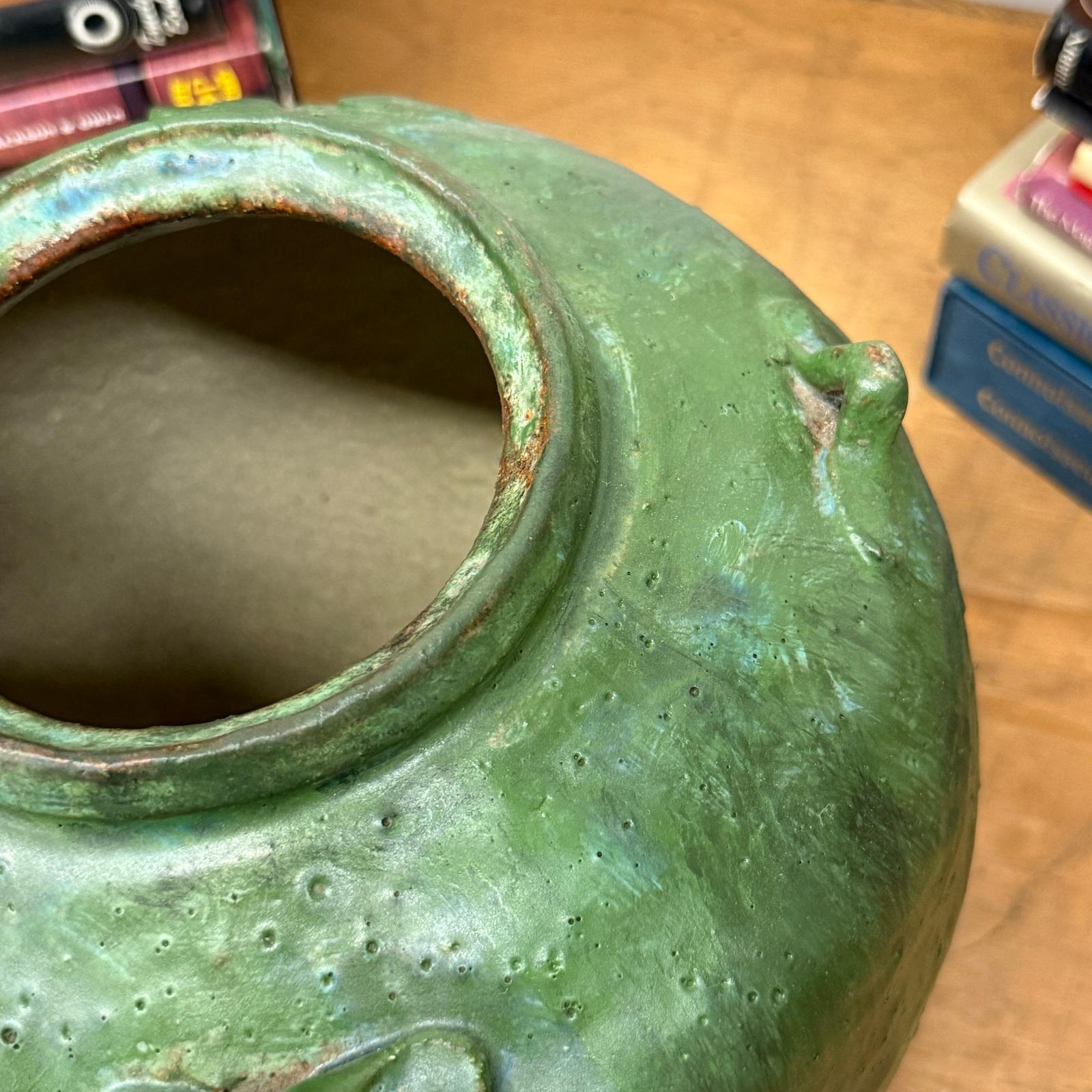 Wabi Sabi Character Green Glazed Stoneware Water Jar - FEA Home