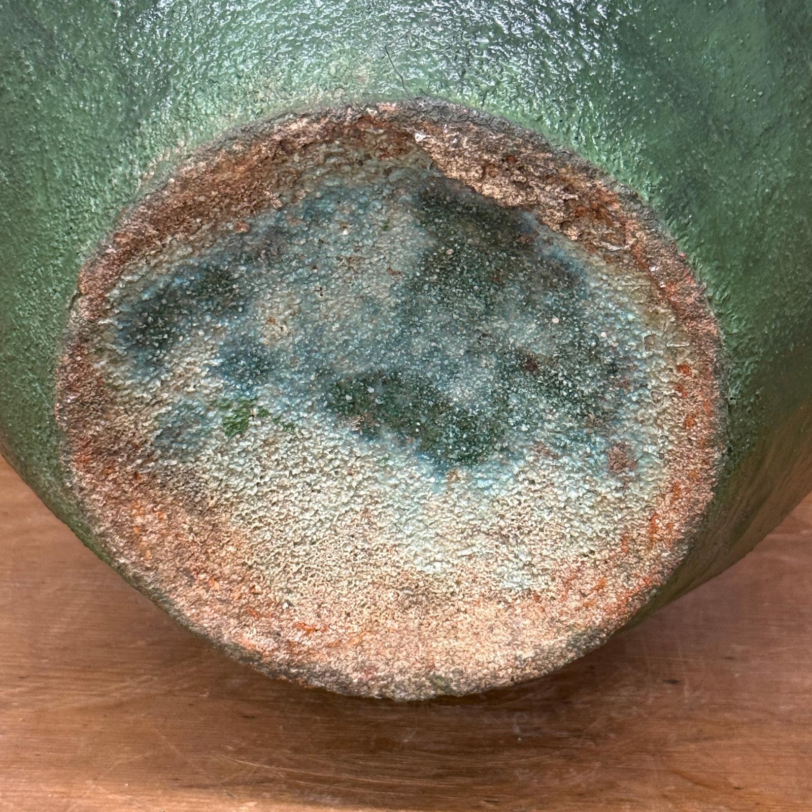 Wabi Sabi Character Green Glazed Stoneware Water Jar - FEA Home