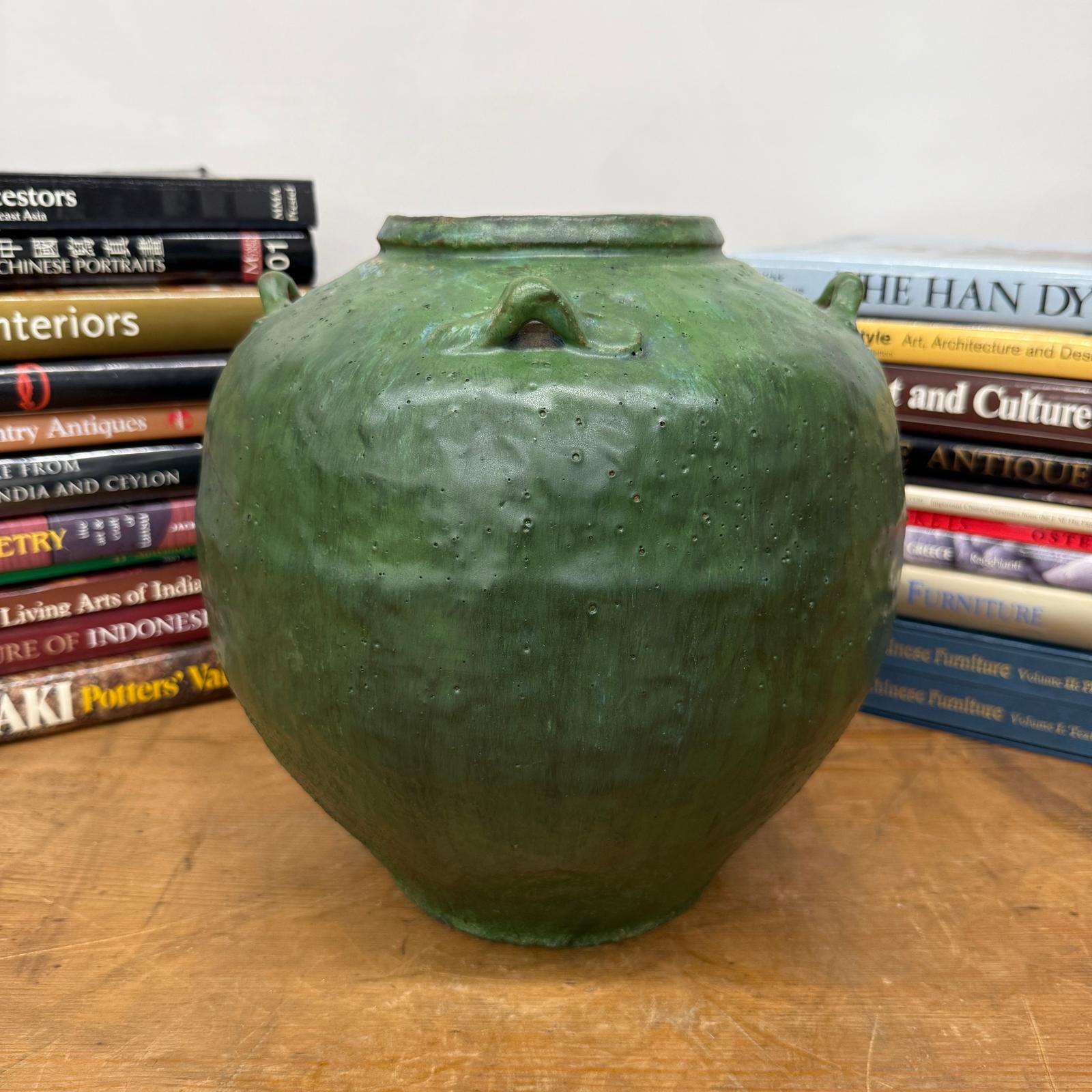 Wabi Sabi Character Green Glazed Stoneware Water Jar - FEA Home