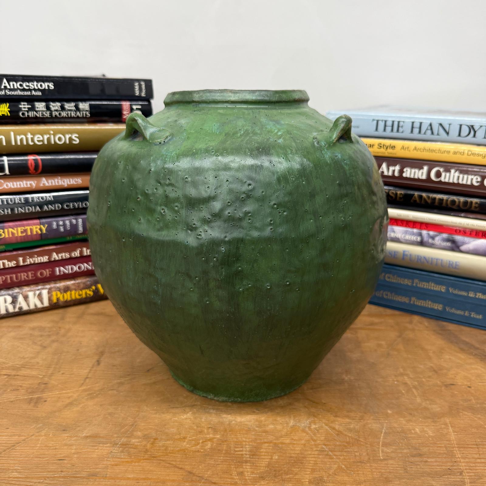 Wabi Sabi Character Green Glazed Stoneware Water Jar - FEA Home