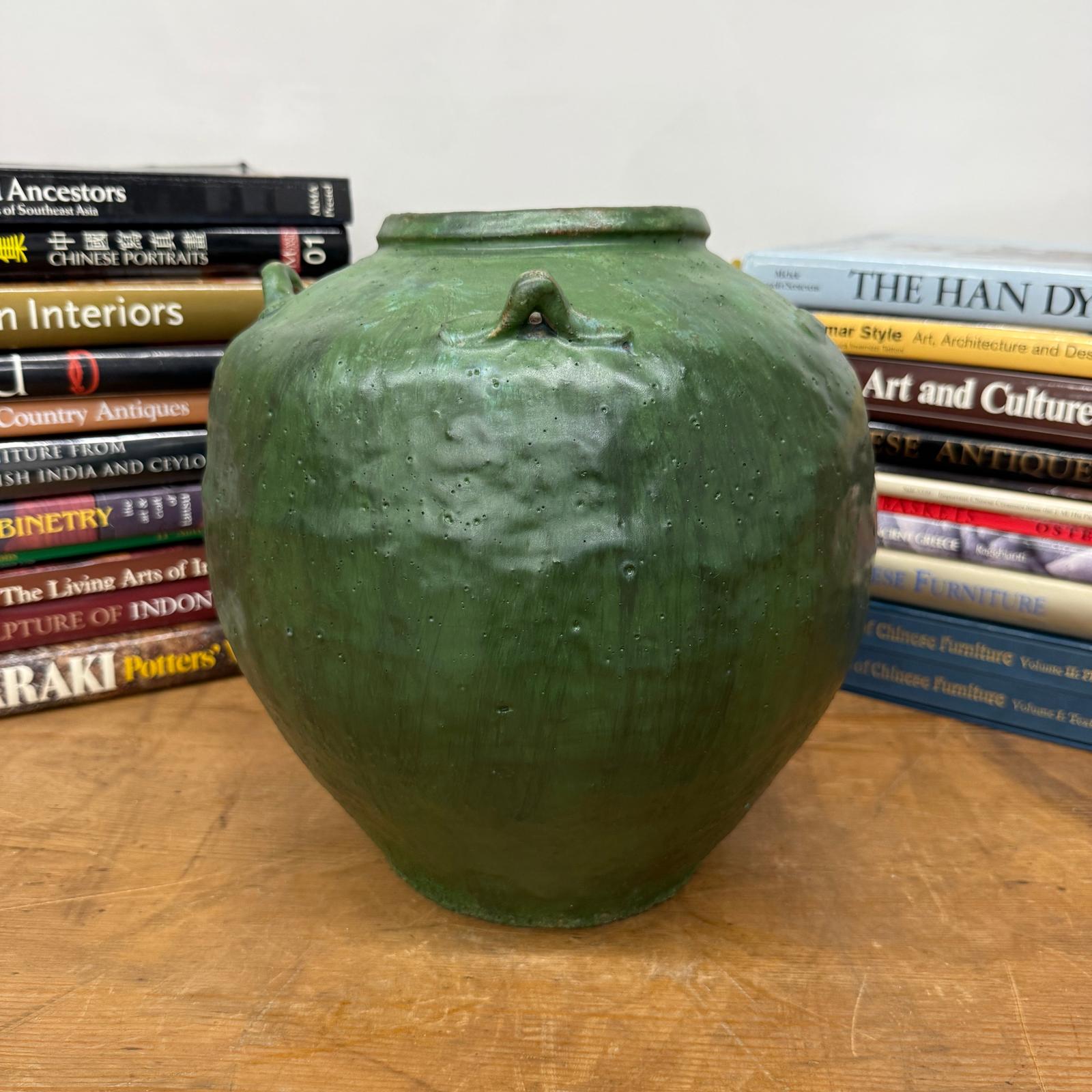 Wabi Sabi Character Green Glazed Stoneware Water Jar - FEA Home