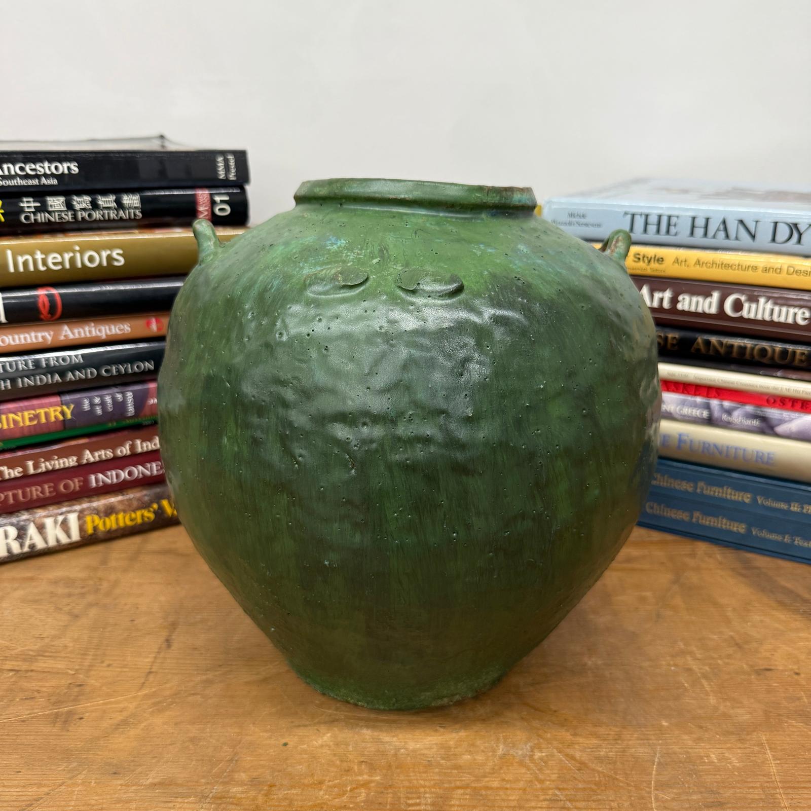 Wabi Sabi Character Green Glazed Stoneware Water Jar - FEA Home