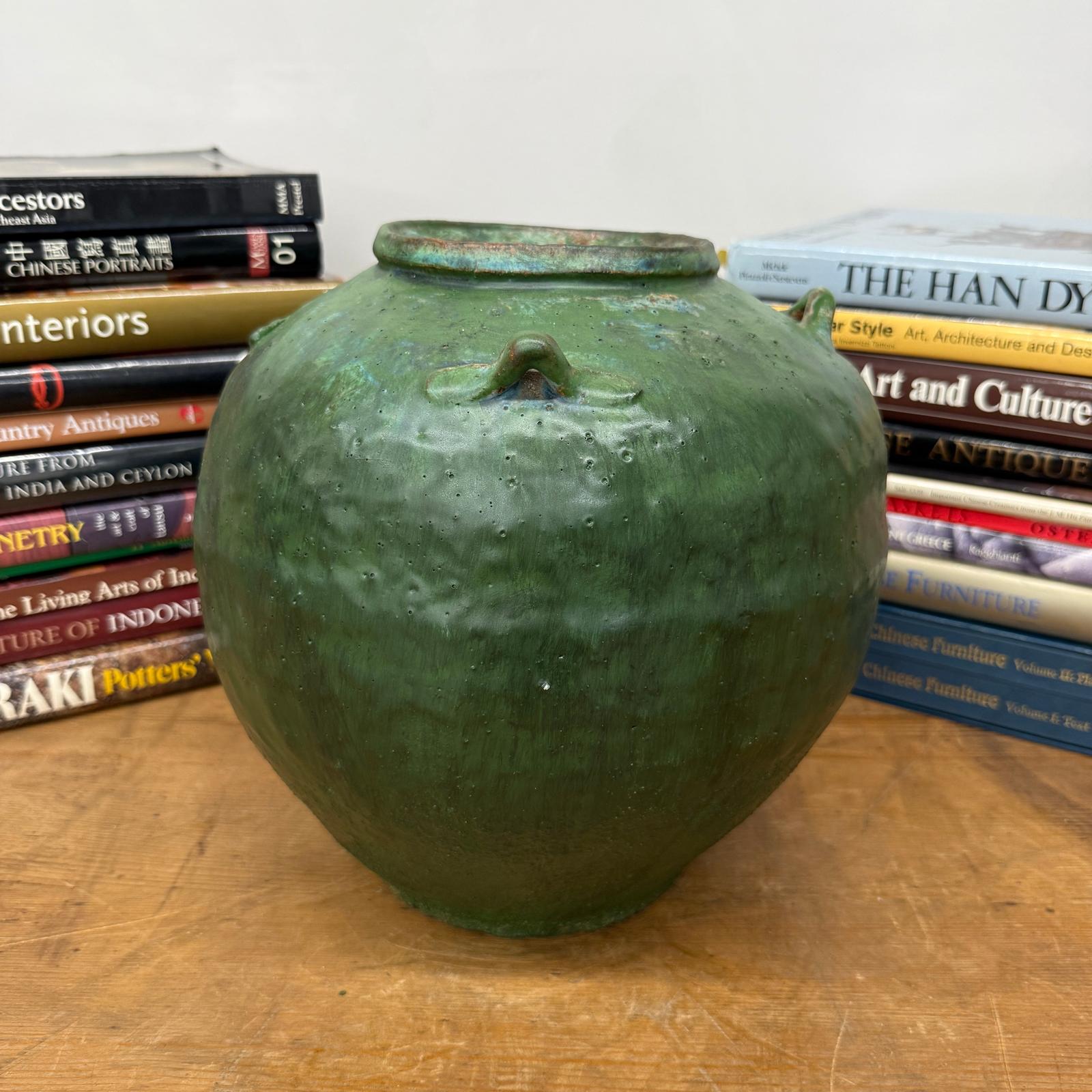 Wabi Sabi Character Green Glazed Stoneware Water Jar - FEA Home