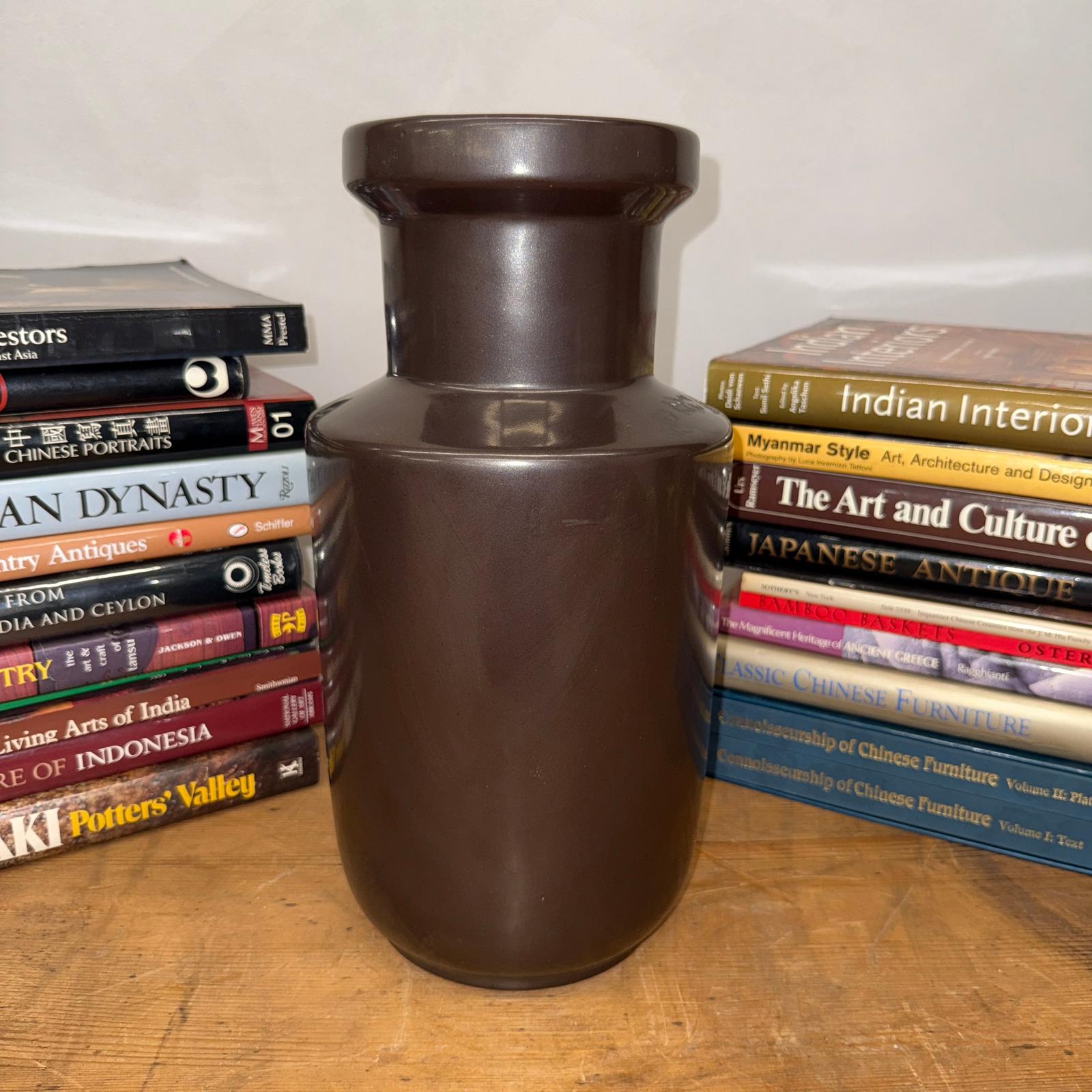 Warm Deep Brown Ceramic Vase with Cylindrical Form - FEA Home