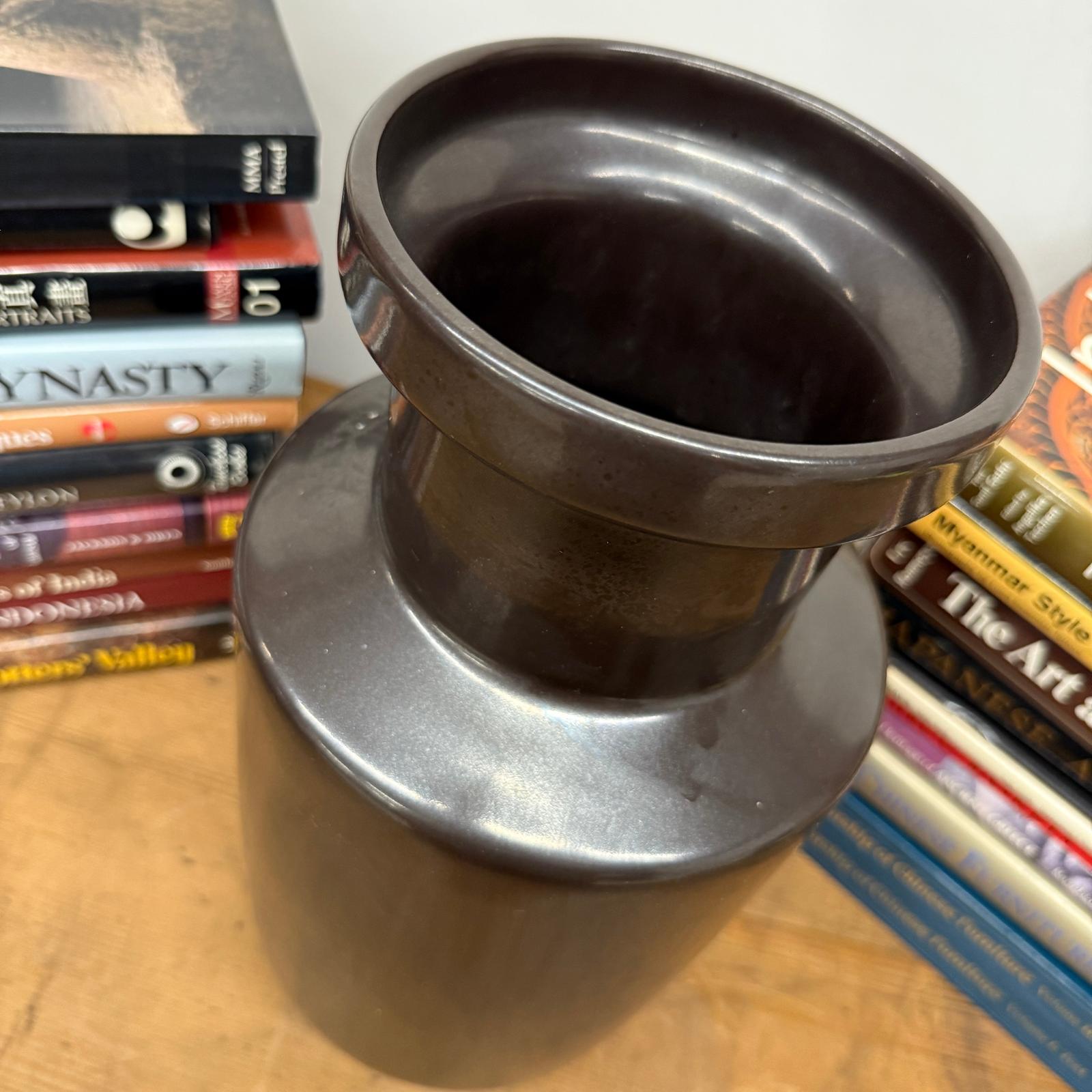 Warm Deep Brown Ceramic Vase with Cylindrical Form - FEA Home