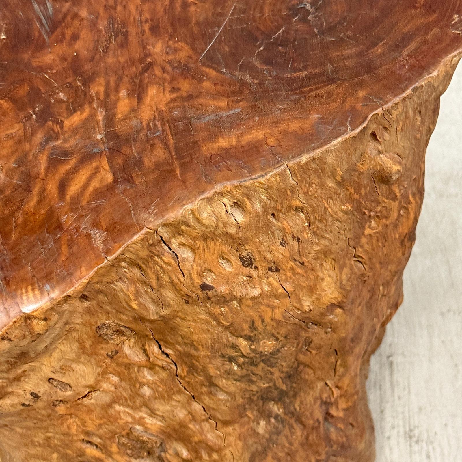 Warm Honey Brown Free-Form Tree Trunk Side Pedestal Table - FEA Home