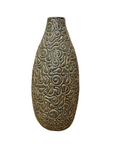 Warm Olive-Taupe Ceramic Vase with Organic Abstract Pattern, SKU , image 1