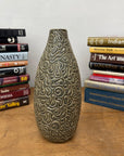 Warm Olive-Taupe Ceramic Vase with Organic Abstract Pattern, SKU , image 4