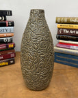Warm Olive-Taupe Ceramic Vase with Organic Abstract Pattern, SKU , image 6