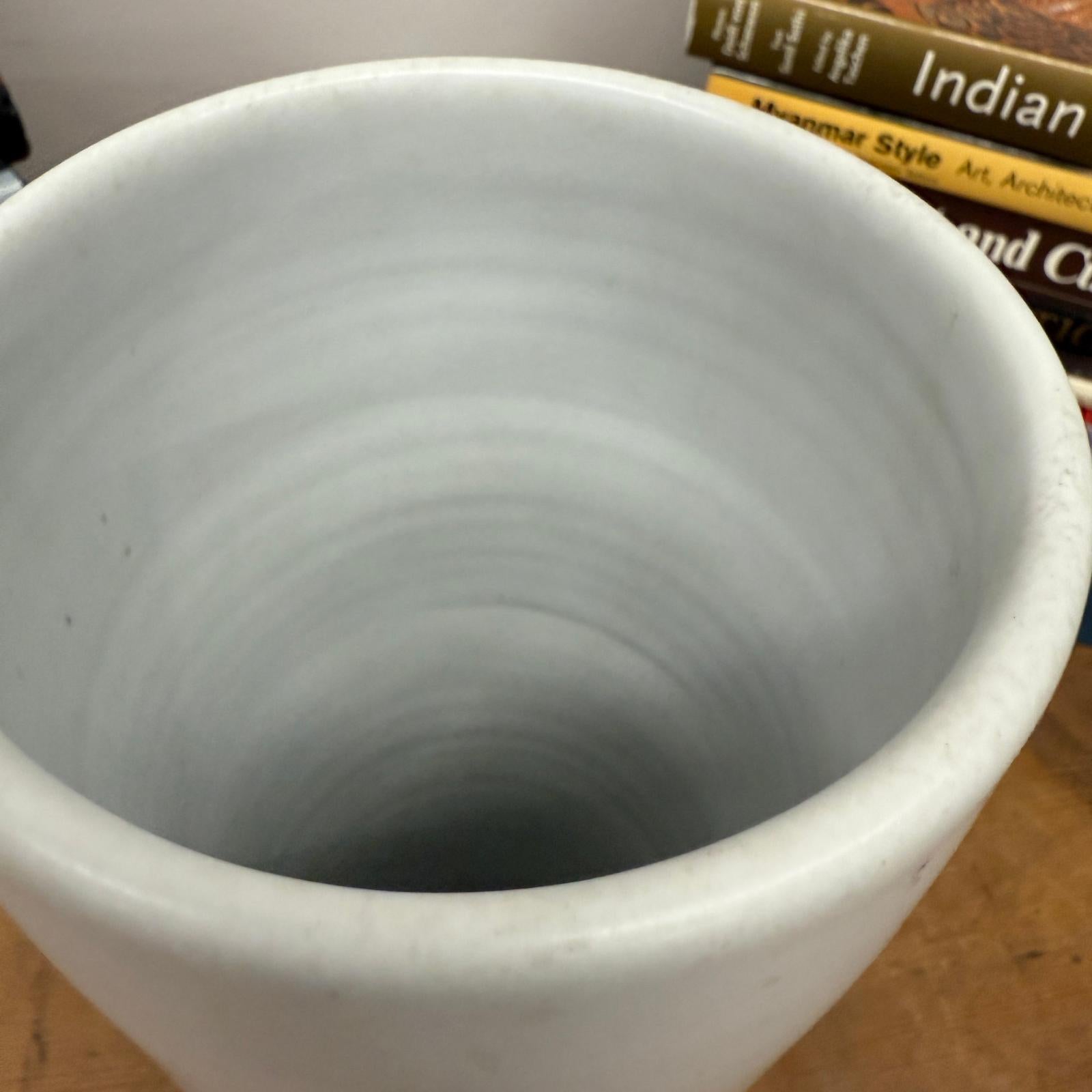 White and Copper Ceramic Vase with Olive Glaze Band, SKU , image 8