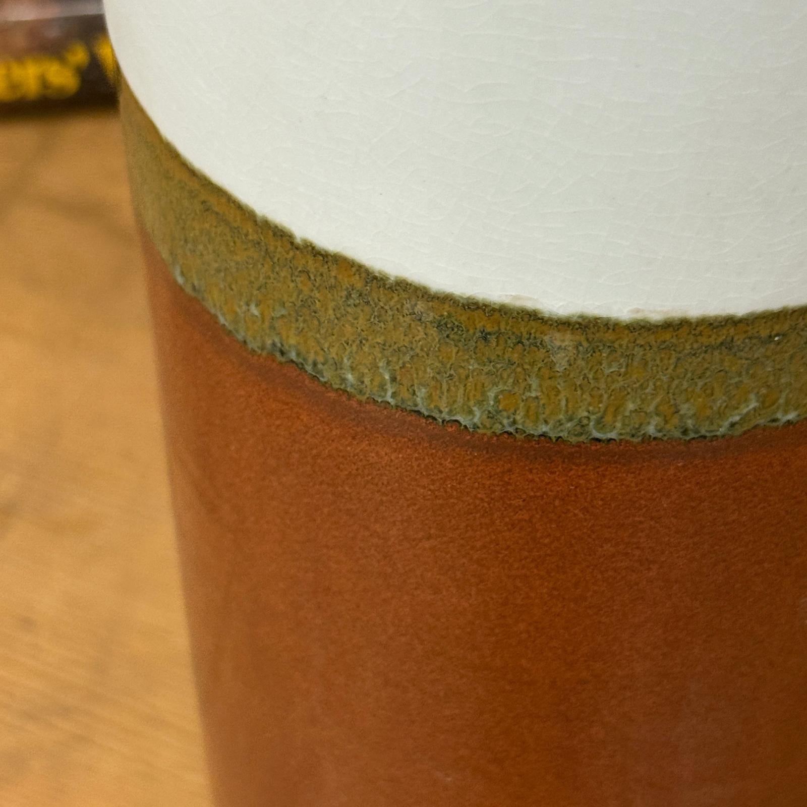 White and Copper Ceramic Vase with Olive Glaze Band, SKU , image 9