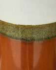 White and Copper Fluted Ceramic Vase with Olive Glaze Band, SKU , image 7