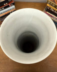 White and Copper Fluted Ceramic Vase with Olive Glaze Band, SKU , image 8