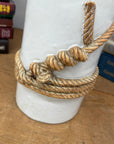 White Black Cylindrical Ceramic Vase with Rope Design, SKU , image 6