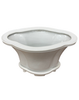 White Ceramic Planter with Footed Tray - FEA Home