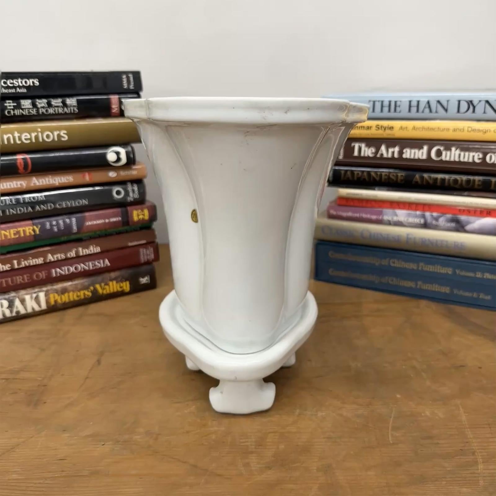 White Ceramic Planter with Footed Tray - FEA Home