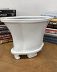 White Ceramic Planter with Footed Tray - FEA Home