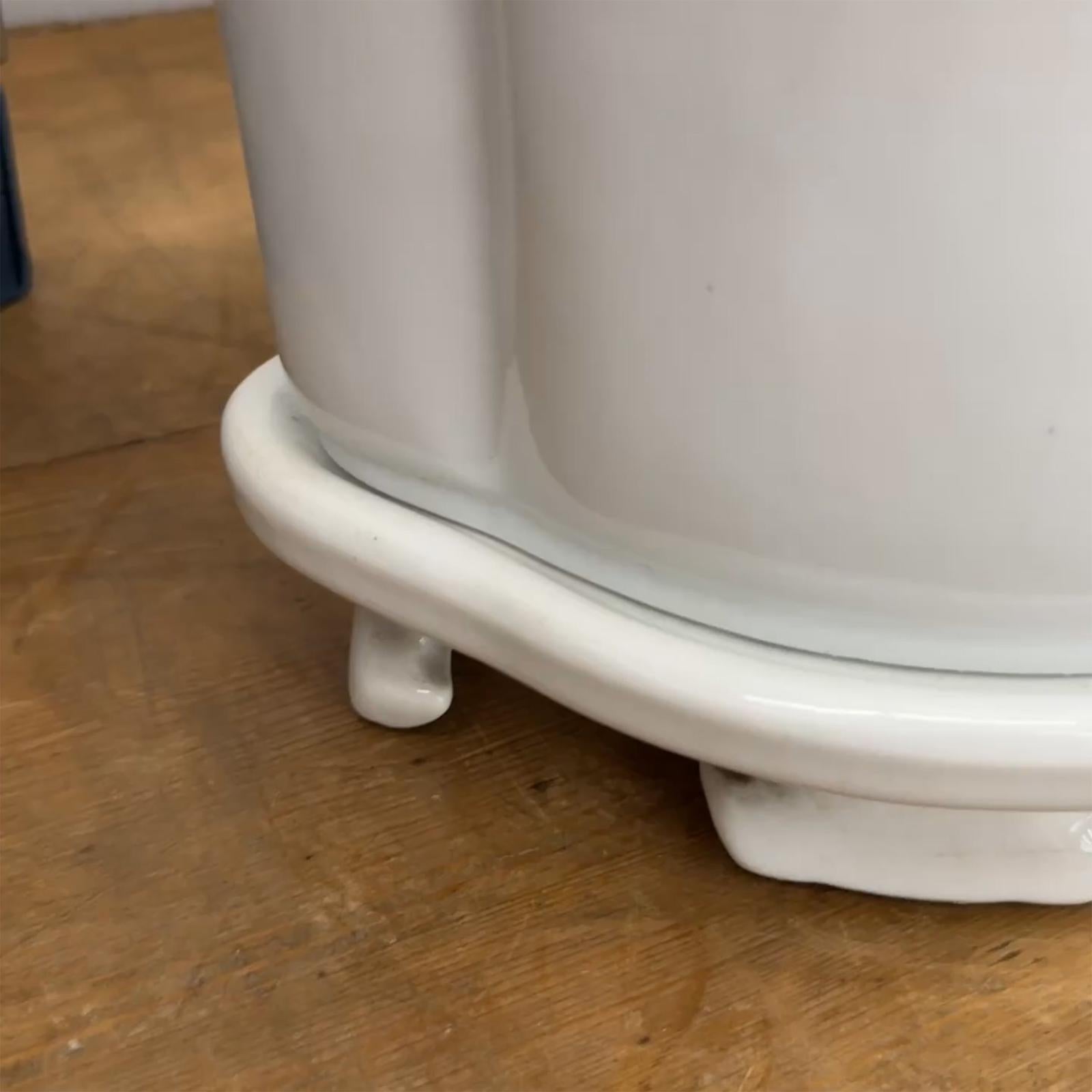 White Ceramic Planter with Footed Tray - FEA Home