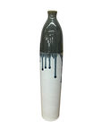 White Ceramic Vase with Gray-Blue Crackle Drip Glaze - FEA Home
