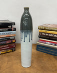 White Ceramic Vase with Gray-Blue Crackle Drip Glaze - FEA Home