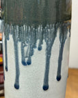White Ceramic Vase with Gray-Blue Crackle Drip Glaze - FEA Home