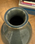 White Ceramic Vase with Gray-Blue Crackle Drip Glaze - FEA Home