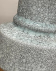 White Crackle Ceramic Vase with Bold Geometric Stacked Form, SKU , image 6