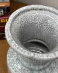 White Crackle Ceramic Vase with Bold Geometric Stacked Form, SKU , image 9