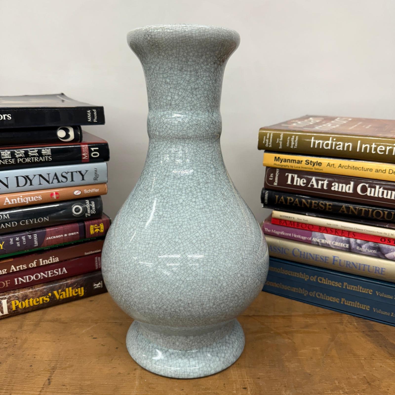 White Crackle Glaze Vase with Elegant Curved Silhouette, SKU , image 2