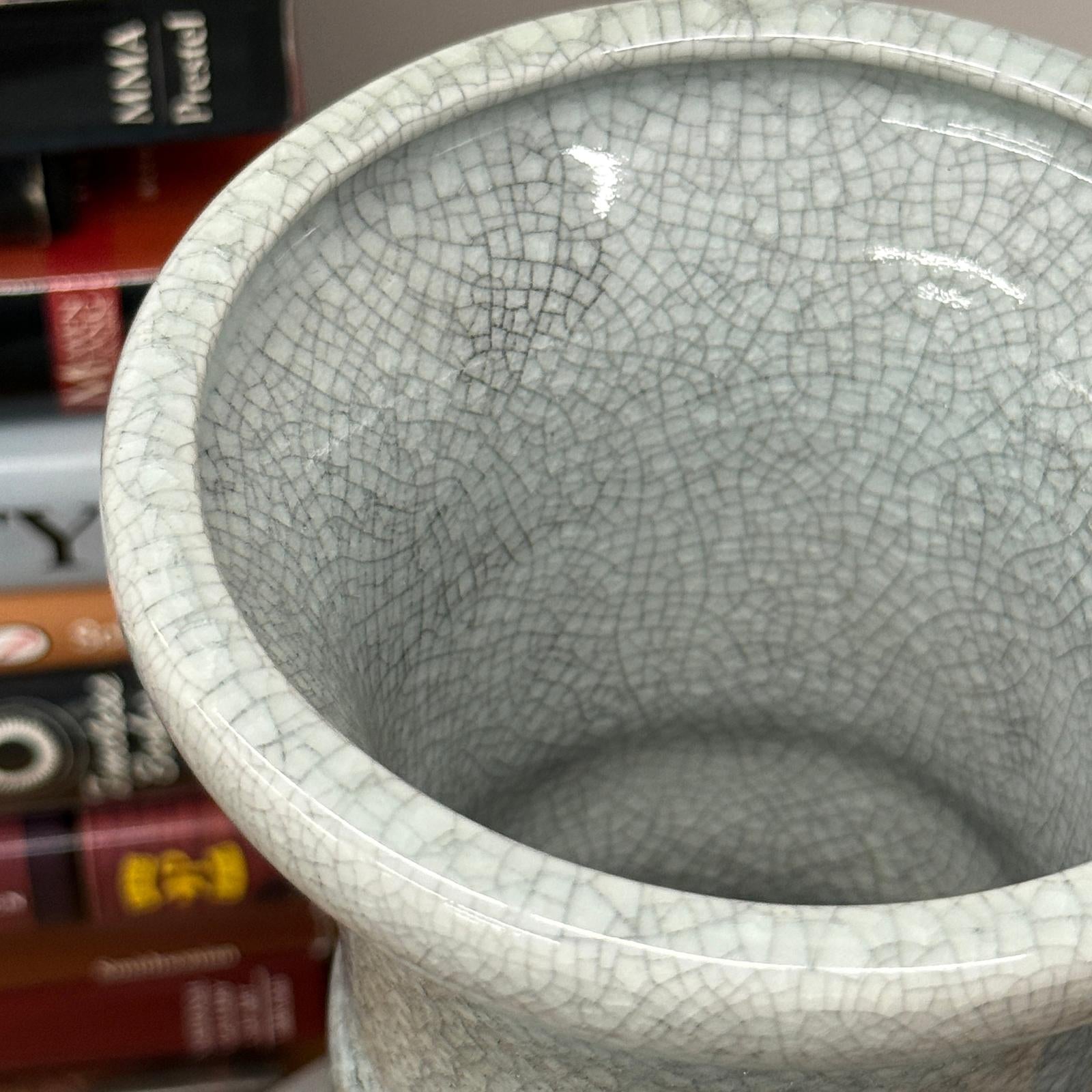White Crackle Glaze Vase with Elegant Curved Silhouette, SKU , image 5
